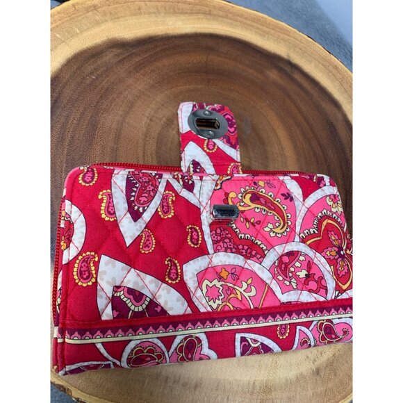 Vera Bradley Lg Turn Clasp Wallet 7.5"x4.5" Bill Coin ID CC Zipper - Picture 5 of 8